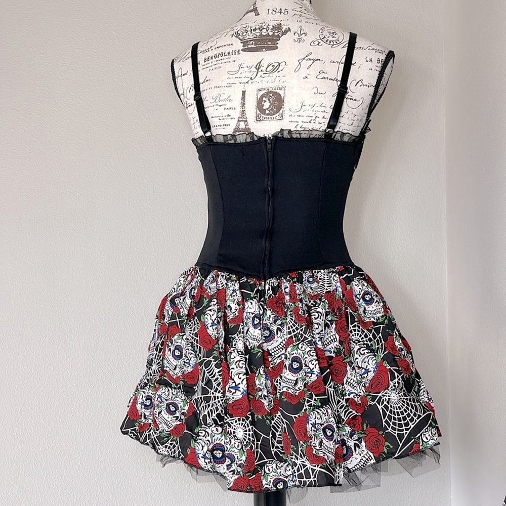 Hot Topic Black and Red Spiderweb Floral Mini Dress - Picture 6 of 15